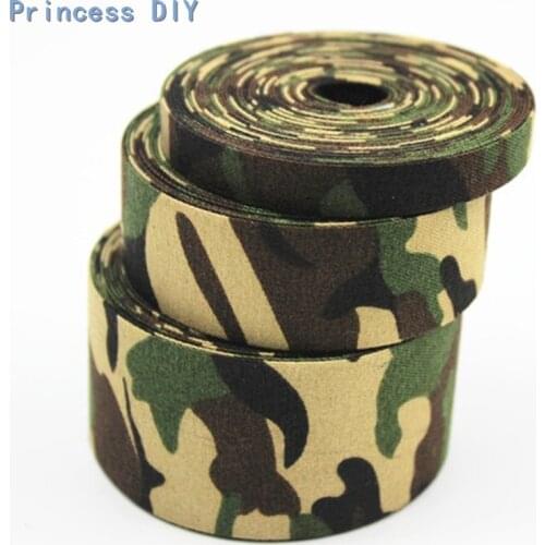 5Meter/Lot 25mm 40mm Polyester Cotton Fabric Cloth Camo Ribbon Army Green Meisai Print Webbing DIY Hair Bow Accessory Material