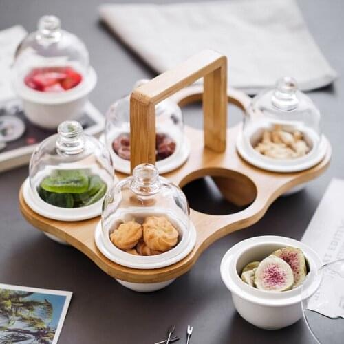 Ceramic Bread bowl The hotel Cloth salad The ice cream bowl D cup Dessert dish With bamboo frame The glass cover