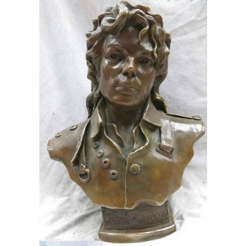 14" China bronze carved beautiful finely Michael Jackson Statue