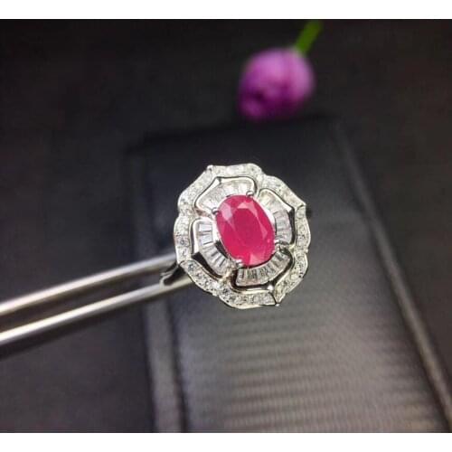 100%Natural ruby ring 925 silver high quality crystal clean object photo shop promotion price 1ct