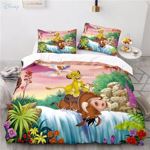 The Lion King Simba PUMBAA Printed Duvet Cover Set Disney Cartoon 3D Printed Bedding Set Twin Full Queen King Size Home Textile