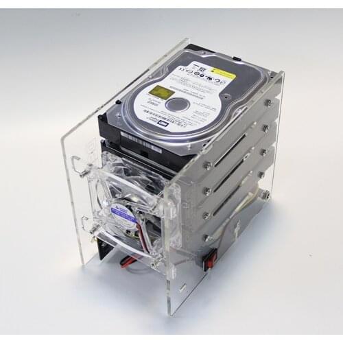 DIY hard disk expansion bracket HDD 3.5 NAS 4 disk External racks support power supply transparent acrylic rack