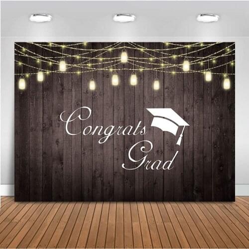 MOCSIKA Congratulate Theme Backdrop for Photography Wooden Wall Background for Photo Studio Party Decoration Supplies