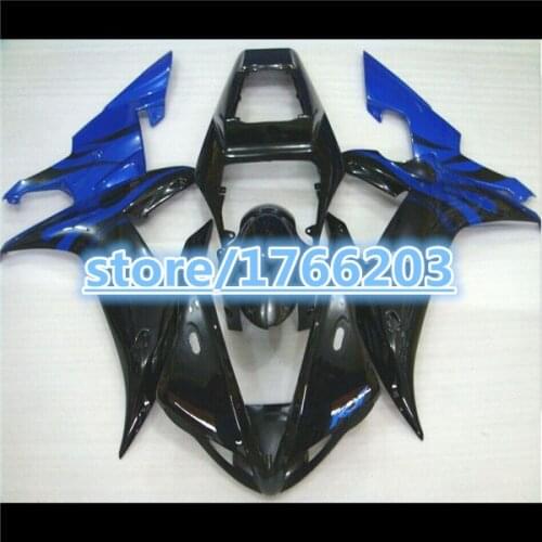 100%NEW Fit fairings for 02 YZF-R1 02-03 YZF R1 2002 2003 Blue flame Black YZF1000 R1 02 03 fairing kits BBF