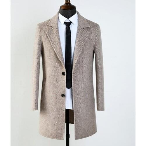 2020 New Arrival Winter 80% Wool Trench Coat Men,mens Grey Casual Wool Jackets
