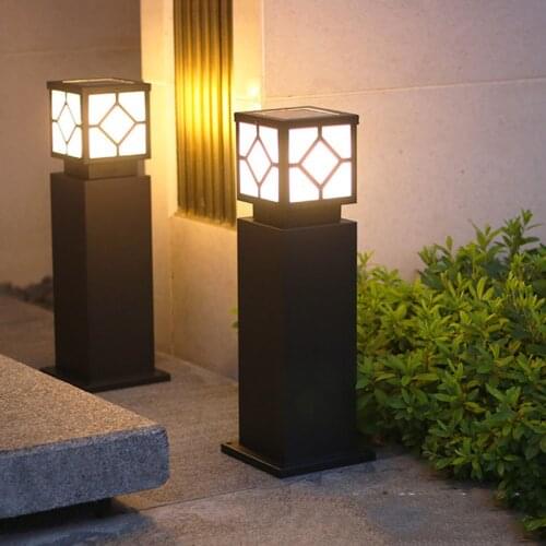Outdoor Solar Garden Pillar Lamp Landscape Corridor Porch Pathway Post Light Lamp Waterproof Villa Courtyard Solar Bollard Light