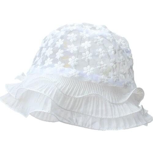Women Flower Hollow Embroidery Lace Bucket Hat Female Summer Mesh Sun Fisherman Hat Visor