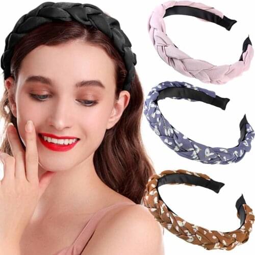 Haimeikang Twist Braided Hair Band Headband Girls Solid Color/Print Bezel Headwear Hairbands Women Hair Hoop Hair Accessories