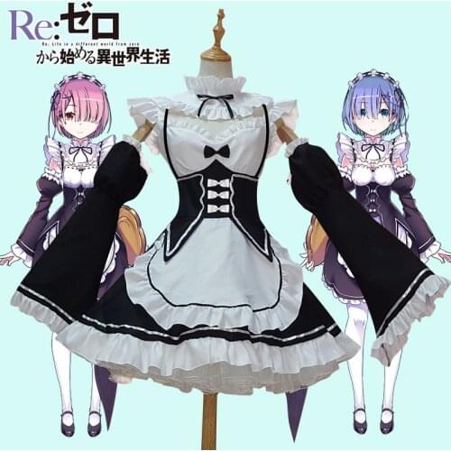 Ram/Rem Cosplay Re:zero Kara Hajimeru Isekai Seikatsu Re Life In a Different World Kawaii Sisters Costumes Maid Servant Dress