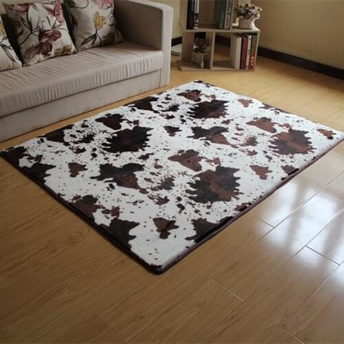 Cow Pattern Silky Carpet For Living Room Rectangular Coffee Table Sofa Bedside Carpets Bedroom Floor Mats Modern Zebra Pattern