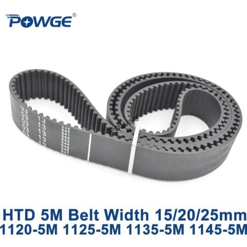 POWGE HTD 5M synchronous Timing belt C=1120/1125/1135/1145 width 15/20/25mm Teeth 224 225 227 229 HTD5M 1120-5M 1125-5M 1145-5M