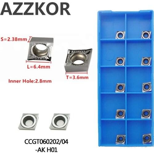 Carbide Inserts CCGT060202 AK H01 Cutters Cnc Lathe For Metal Turning Tool Machining Center Aluminum Copper Inserts CCGT060204