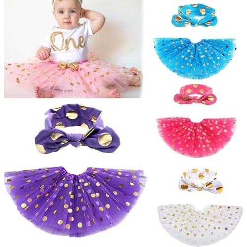 5Colors New Girls Dot Tutu Pompous Skirt Childrens Rabbit Ears Hair Accessories Suit Baby Clothing