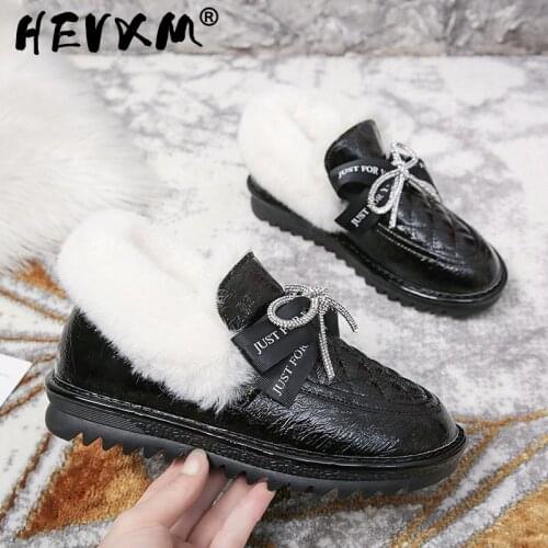 Womens Snow Boots 2022 Winter New Fashion Korean Students Ankle Boots Ladies Rhinestone Bow Platform Maomao Cotton Shoes