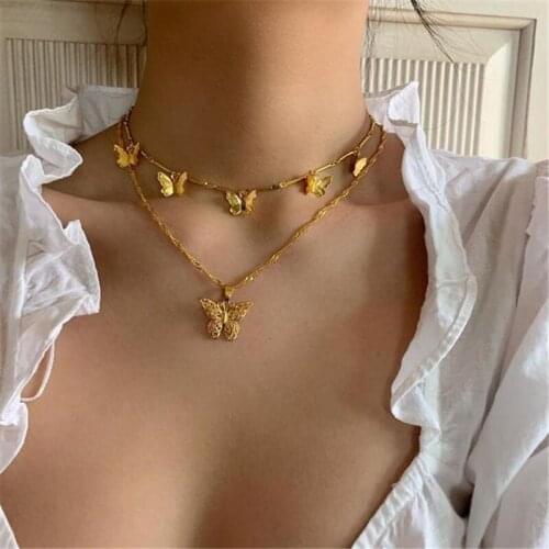 Small Animal Butterfly Stars Chain Necklaces for Women Hot Sale Gold Silver Color Clavicle Chain Necklaces Jewelry Accessories