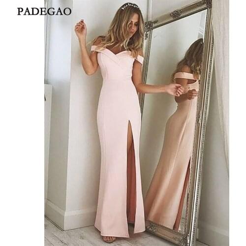 Elegant Mermaid Long Prom Dresses Evening Dress Off the Shoulder Pink Long Evening Dresses Custom Made Vestido de noche
