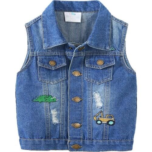 Kids Waistcoats Spring New Arrival High Quality Denim Jacket for Boys Toddler Baby Vest 2 3 4 5 6 7 8 Y Boys Clothing Outerwear