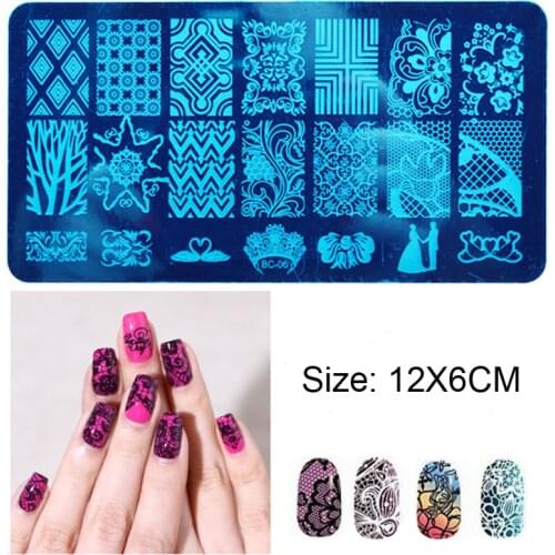1pc 12x6cm Decor Stencils Cartoon Lace DIY Stamping Nail Art Stamp Templates Manicure Nail Stencils Transfer Tool Reusable BC#1