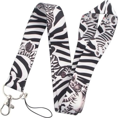 12Pcs Animal Zebra Pattern Mobile Phone Straps Keychain Lanyard For Keys USB ID Badge Holder Keycord Necklace Ribbon Accessories