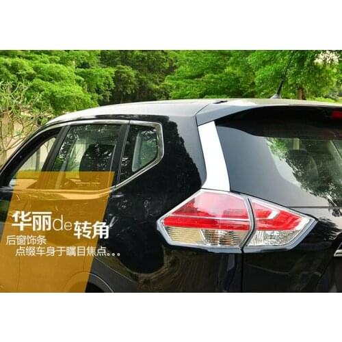 2pcs/set fit for 2014 2015 2016 for Nissan X-Trail T32 Rogue X Trail Stainless Steel Rear Window Spoiler Side Cover Trim