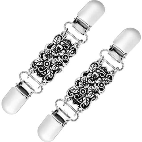 Practical 2 PCS Retro Sweater Shirt Clips Cardigan Collar Clips Dresses Shawl Clip For Women Girls, Style 1