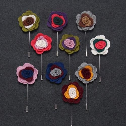 20 pcs/lot , Felt Carnation lapel flower , mens boutonniere Felt flower lapel pin, groomsmen lapel pin