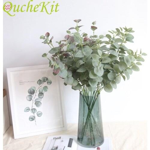 3pcs Money Leaf Artificial Flowers Bouquet 68cm Artificial Leaves Branch Retro Green Silk Fake Flower Wedding Home Decor Bouquet