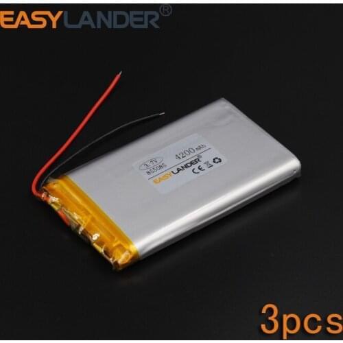 3pcs/Lot 3.7V 4200mAh 855085 Rechargeable li Polymer Li-ion Battery For E-book Vedio power bank Tablet PC mobile dvd Speaker