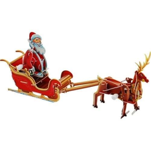 3D DIY Puzzle Santa Claus And Deer Wind Up Power Puzzle Kit Toys spell insert Toy Christmas Gift For Children