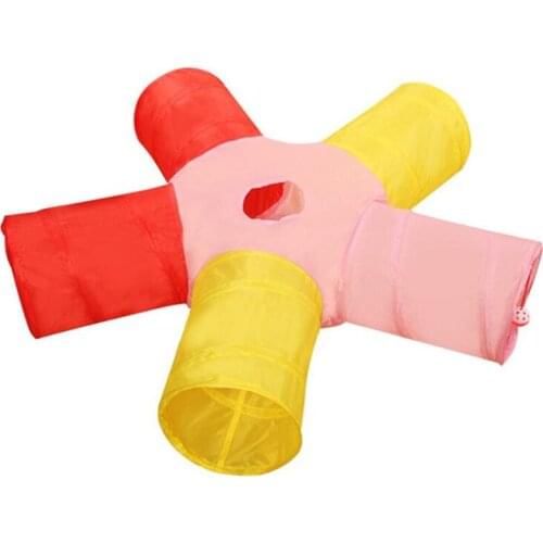 5 Holes Foldable Cat Tube Collapsible Tunnel Indoor Outdoor Cats Training Toy Cat Rabbit Small Animal Play Tunnel Tube