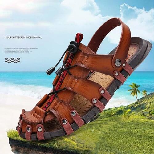 COSIDRAM New 2019 Genuine Leather Shoes Fashion Sandals Men Summer Sandals Hot Sale Plus Size Beach Shoes for Male BRM-138