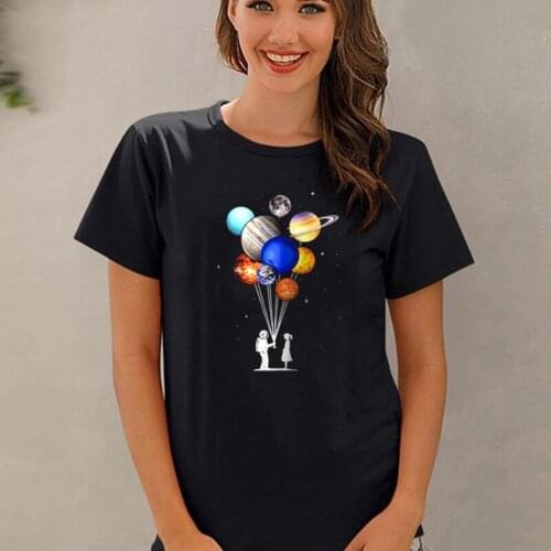 Funny Fashion The Balloon Planets Graphic Unisex Tops Harajuku Casual Loose Summer Lovers Tshirt Streetwear Ullzang Y2k Tee