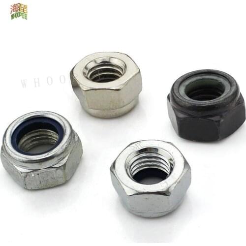 50X M2 M2.5 M3 M4 M5 M6 304 Stainless Steel Carbon Steel Black Zinc-plated Hex Nylon Insert Lock Nut Self-locking Nylock Locknut