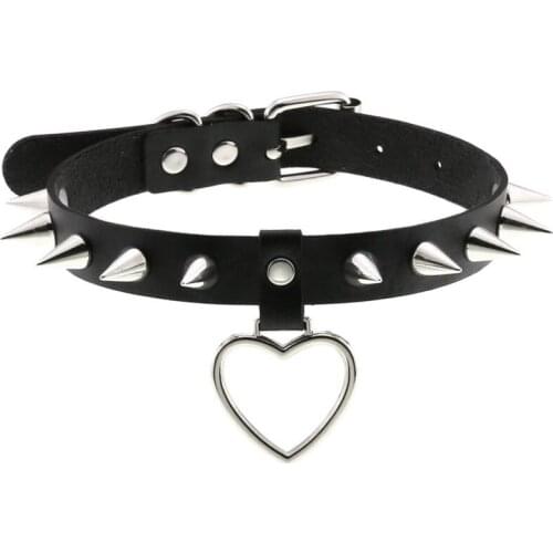 Gothic Black Heart Choker Punk Leather Necklace Pendant Collar For Girl Goth Chocker Neck Jewelry Accessories choker necklace