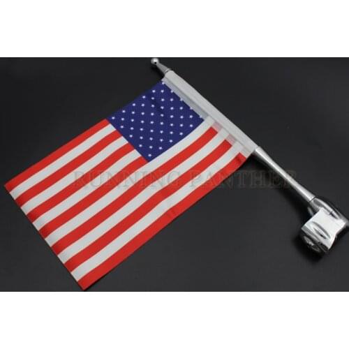 Chrome Motorcycle Rear Side Mount Flag Pole America Flag High Quality Flag Pole With Flag For Honda GoldWing GL1800 2001-2011