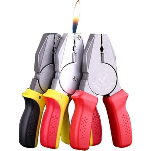 Personalized Creative Vise Electronic Open Flame Lighter Smoking Accessories for Weed Funny Gift for Friend Gadgets for Men