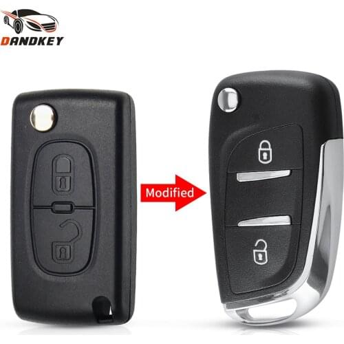 Dandkey Modified Flip Remote Key Case Fob Shell For Peugeot 107 207 307 307S 308 407 607 For Citroen Key Entry 2/3 Button CE0523