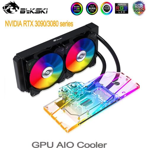 Bykski GPU AIO Water Cooler For NVIDIA RTX3080 3090 AIC Graphics Card All in one VGA Liquid Cooling Kit 5V,VRAM Radiator