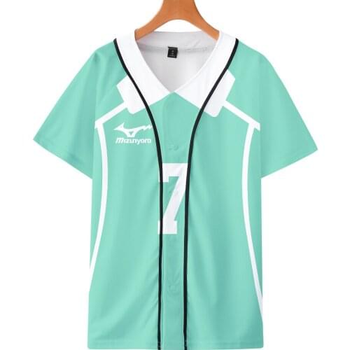 Harajuku Fashion T Shirt Haikyuu Aoba Johsai Ushijima Wakatoshi Jersey Jacket Fashion Short-sleeved Jacket Casual Baseball Shirt