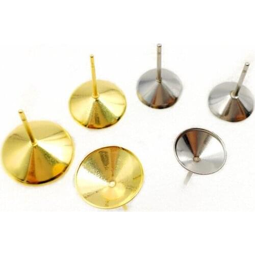 Ms.Betti 12mm 10mm 8mm 6mm Rivoli Stud Earrings Fitting Findings Settings For Jewelry DIY Making 50pairs/lot