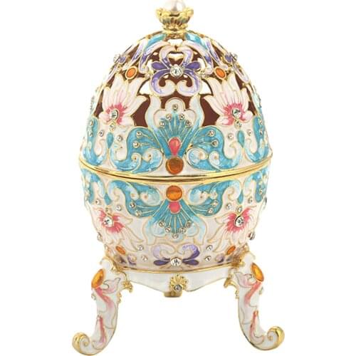 Multi-color Enameled Easter Egg Jewelry Box Gift Craft Case Room Decoration