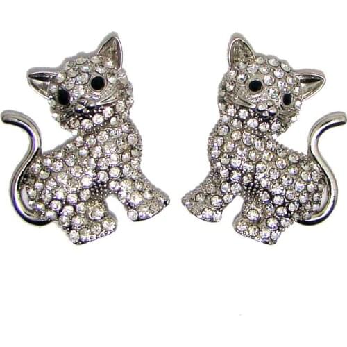 Crystals cat charm womens fashion shoes ornament button bag buttons belt decoration button with screw rivets 6pcs lot