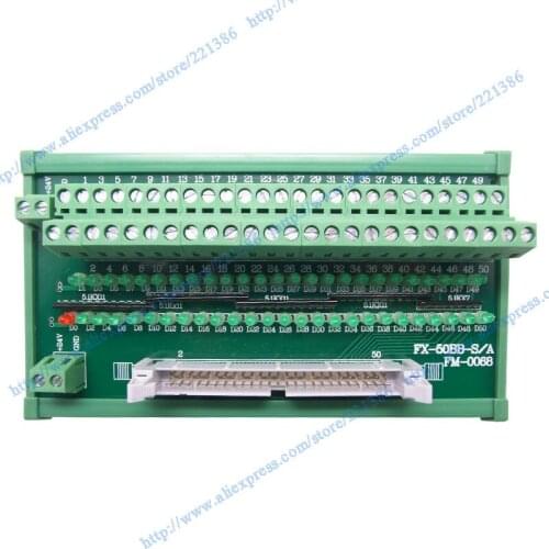 IDC50 male to 50P terminal block breakout board IDC50 connector LED display module DIN Rail Mount 2row C45 35mm