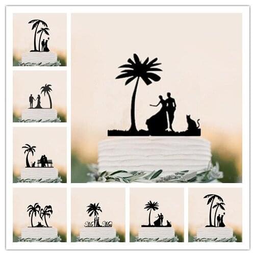 Beach Theme Wedding Decoration Mermaid and Captain , Bride & Groom , Mr & Mrs Wedding Cake Topper Cake Accessory free shipping
