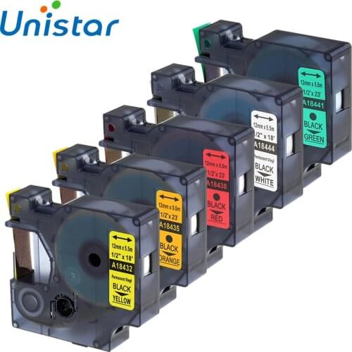 Industrial Rhino Permanent Vinyl Labels Tape 18432 18435 18438 18444 18441 Compatible for Dymo Rhino 4200,5000,5200-5 Pack