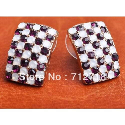 Miasol Fashion Earrings Jewelry Trendy Rose Gold Color Austrian Crystal Opal Earrings Wedding For Women Gift