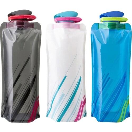 Foldable Water Bottle Outdoor Hiking Camping PE Water Bag Soft Flask Squeeze Portable Running Cycling Water Bags