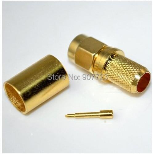 SMA Male Plug Crimp For RG5 RG6 Connector RF Cable Adapter Gold Plated