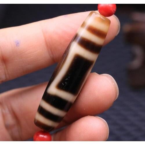Treasure Magic LKbrother Top Quality Tibetan Old Agate Ivory Color Harmonious Heaven&Earth totem dZi Bead Pendant 3A