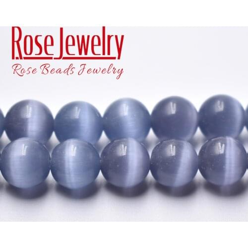 Light violet Cat Eye Stone Round Loose Beads 4 6 8 10 12 mm Natural Glass String Stone Beads for Jewelry Making 15 Inches